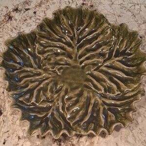Pottery Barn Olive Leaf Ceramic Plate
